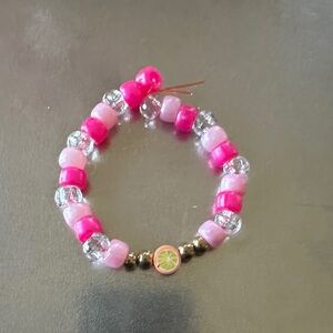 Pink and Clear Beaded Bracelet